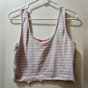 Striped Pink and White Crop Tank Top